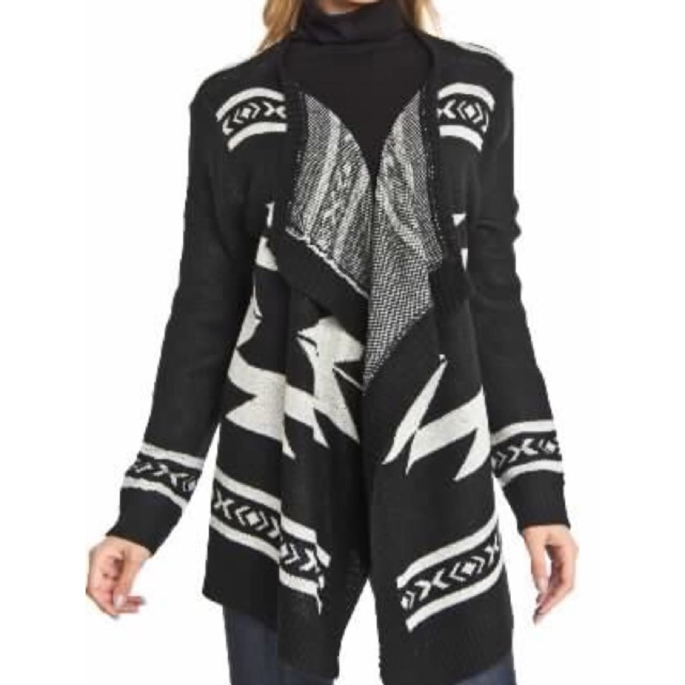Black Cardigan With White Accents